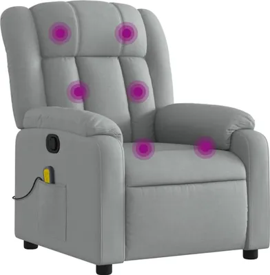 Image de vidaXL Fauteuil relax de massage, tissu gris clair