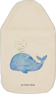 Produktbild von Mr. & Mrs. Panda Wärmflasche Wal Konfetti - Weiß - Geschenk, Abnehmen, Geburtstag, Neustart, Wärmekissen, wärmebeutel, Diät, Flauschige, Meer, Bettflaschen, Wärmflaschen