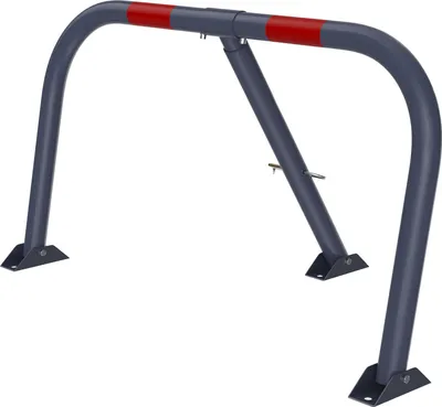 Produktbild von LZQ Składany szlaban parkingowy z kłódką, stalowy słupek parkingowy, HBT: 44x78x32cm, solidny szlaban parkingowy, srebrny