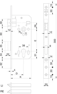 Produktbild von WG Einstemmschloss 421 PZW, DM 50, Stahl verzinkt silberfärbig