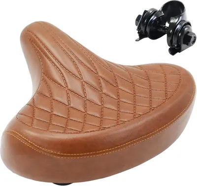 Produktbild von Fahrradsattel braun, breit, Retro Stil, für Citybike