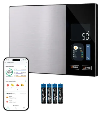 Küchenwaage 5 kg/1 g, TFT-Display, Bluetooth-App, Makro-Tracking