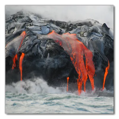 Produktbild von Wallario selbstklebende Möbelfolie/ Tischdecke für Innen und Außen, Größe: 90 x 90 cm - Lavastrom ins Meer