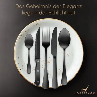 Produktbild von Famanu Besteckset 60-teilig für 12 Personen - Schwarz, rostfreies Edelstahl
