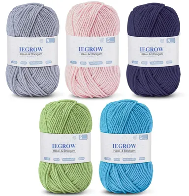 Immagine prodotto di Filo per uncinetto, 50g per gomitolo, disponibile in 5 colori, filato acrilico a 5 capi, ideale per principianti e bambini