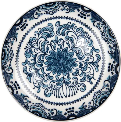 Zdjęcie produktu dla Clayre & Eef Talerz śniadaniowy Ø 21x3 cm biało-niebieski ceramiczny