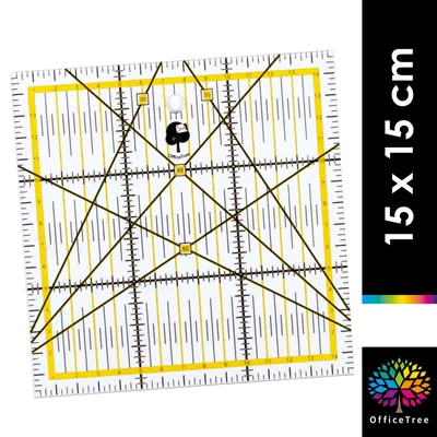 Produktbild von OfficeTree Schneiderlineal - 15 x 15 cm - Patchworklineal Lineal zum Nähen mit exakten Abmessungen u (wp)