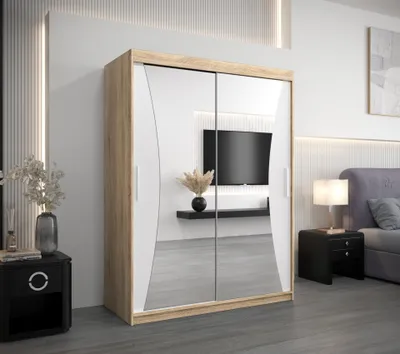Produktbild von MINIO Kleiderschränk 150 cm MONACO Sonoma Eiche / Weiß