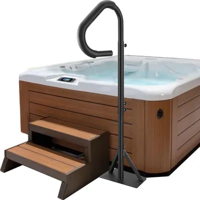 Produktbild von VEVOR Whirlpool Handlauf 272kg Tragfähigkeit Spa-Geländer aus Aluminiumlegierung Pool Handlauf Höhenverstellbar von 122,92 bis 160cm Haltegriff Einstiegshilfe 360° drehbar für Schwimmbäder Whirlpools