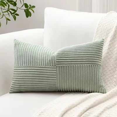 Obrázok produktu pre Poťah na vankúš, materiál: cord, vzor: prúžky, farba: svetlosivá, rozmer: 40x60 cm, 1 kus