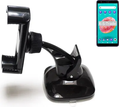 Produktbild von K-S-Trade kompakte Handy-Halterung Windschutzscheibe kompatibel mit ZTE Blade A3Y Armaturenbrett schwarz Autohalterung KFZ Halter Scheiben-Halterung