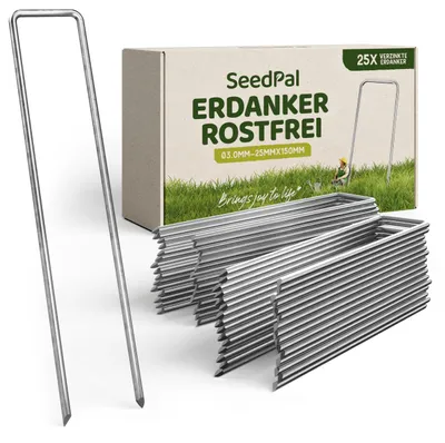 Zdjęcie produktu dla Kotwy do sadzenia roślin SeedPal, stalowe (25 sztuk) - ocynkowane - 150 x 30 mm, średnica 3 mm