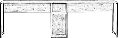 Produktbild von Schreibtisch aus Holz "Ikili Calisma" – 240 x 60 x 74 cm – Schwarze Atlantische Kiefer