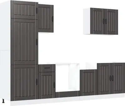 Produktbild von 7-tlg. Küchenschrank-Set Lucca Schwarz Holzwerkstoff