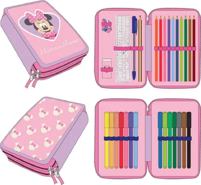 Obrázek produktu pro Minnie Mouse penál 2-komorový s náplní srdce Disney škola