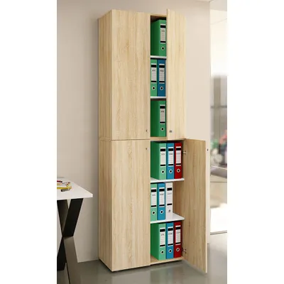 Produktbild von VCM Büroschrank mit 6 Fächern | moderner Aktenschrank mit Drehtüren | Maße ca. H. 220 x B. 70 x T. 40cm – Lona 6-Fach