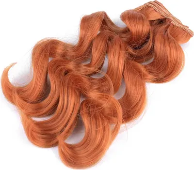 1m Puppenhaar Perücke kupfer gelockt 18cm lang