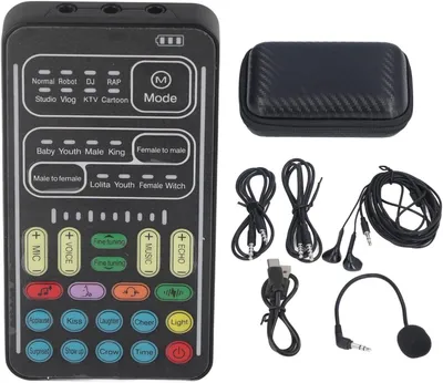 Produktbild von Tragbarer Bluetooth-Sprachwechsler mit 8 Soundeffekten, einstellbarem Sound, Minispiel-Live-Soundkarte (DC 5 V) für PS4/Xbox/Switch/PC/Telefon