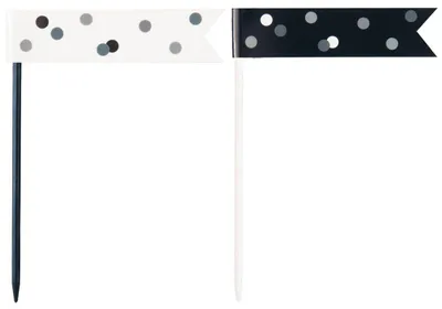 Produktbild von 6 glitzer Flaggen Picker schwarz & silber