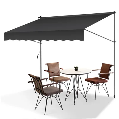 Immagine prodotto di Tenda da sole TolleTour Tenda da sole con morsetti Tenda da sole per balcone Tende da sole da giardino resistenti ai raggi UV Tenda da sole con braccio articolato Grigio 3,5 m
