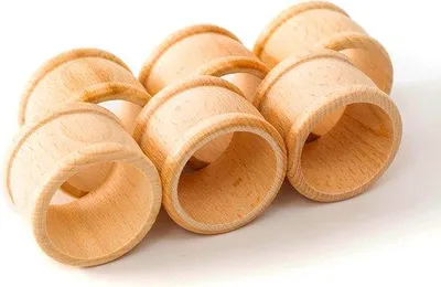 Immagine prodotto di Set di portatovaglioli in legno - Decorazione per la tavola - 6 pezzi - Ø 4,3 cm