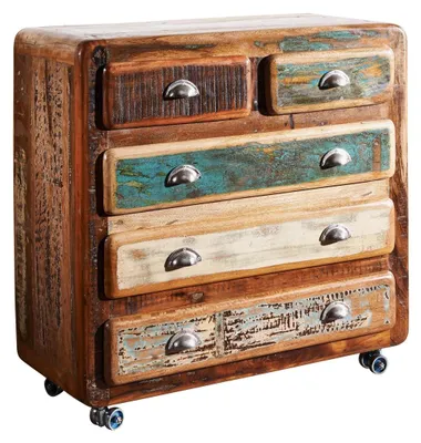 Immagine prodotto di MASSIVMOEBEL24 | FREEZY #36 Comò in legno riciclato - laccato / multicolore 90x40x90