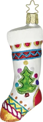 Produktbild von Christbaumschmuck Weihnachtsstrumpf 11cm Glas Figur Bunt