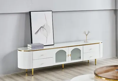 Obrázek produktu pro Oválný tv stolek rtv lowboard tv příborník nábytek do obývacího pokoje ze dřeva