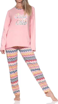 Produktbild von Normann Damen langarm Schlafanzug Pyjama in wunderschönen Ethno Optik ; rosa , 48