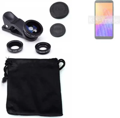 Produktbild von K-S-Trade Smartphone Kamera Linsen Set Kompatibel mit Huawei Y5p 3in1 Clip-On Kamera Adapter Macro Weitwinkel FishEye Fischauge Objektiv Linse