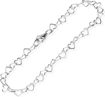 Produktbild von NKlaus 26cm Fußkette 925 Silber Herz Designer Kette 3,8mm breite Damen Fußgliederkette 14603