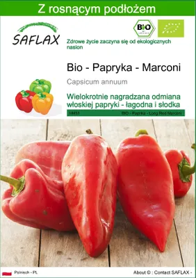 Zdjęcie produktu dla SAFLAX - Bio - Papryka - Marconi - 20 Nasiona - Z podłożem uprawowym wolnym od zarazków - Capsicum annuum