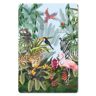 Produktbild von MuchoWow® Mauspad Mousepad Dschungel - Natur - Jungen - Mädchen - Kinder - Zebra - Flamingo 18x27 cm - Mousepads - Maus Mat - Pad - Mausunterlage