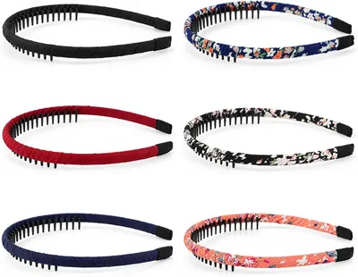Imagen del producto de 6 diademas, de un solo color, estilo retro, flexibles, para el uso diario