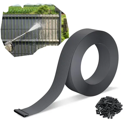 Produktbild von YARDIN PVC Zaunblende Sichtschutzstreifen Gartenzaun Windschutz Sichtschutzmatte Flechtband 35m Anthrazit mit 50 Clips