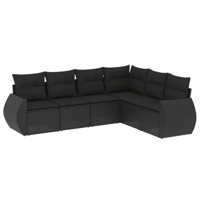 Produktbild von vidaXL 6-tlg. Garten-Sofagarnitur mit Kissen Schwarz Poly Rattan