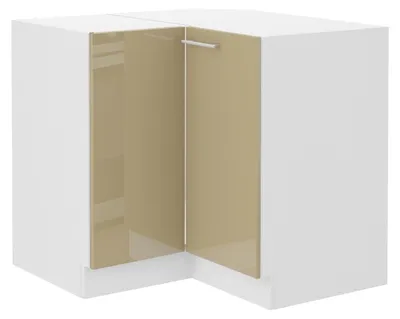 Zdjęcie produktu dla Szafka narożna 90x90 Lara Cappuccino z połyskiem – zestaw kuchenny, blok kuchenny, kuchnia