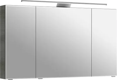 Produktbild von Bad Spiegelschrank, 120cm, mit LED-Aufsatzleuchte in Graphit Struktur quer Nb. SOLINGEN-66, B/H/T ca. 120/70,3/17 cm