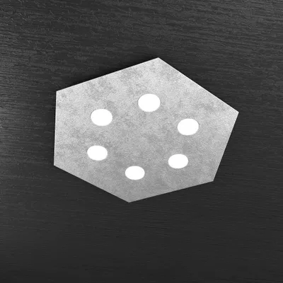 Image de Plafonnier Hexagonal Moderne Hexagone Feuille Métallique Argenté 6 Lumières Led 12X6W
