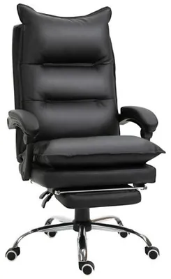 Produktbild von Schwarz 66 x 72 x 122-130 cm Buerostuhl Schreibtischstuhl Hoehenverstellbar Mit Fussstuetze Kunstleder Komfortables Arbeiten