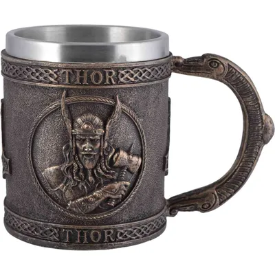 Produktbild von Wikinger Krug "Thor", 450 ml mit Metalleinsatz