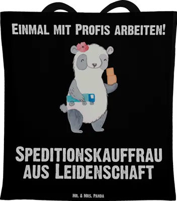 Produktbild von Mr. & Mrs. Panda Tote Bag Speditionskauffrau Leidenschaft - Schwarz - Geschenk, Shopping Tasche, Tragetasche, canvas, Laptoptasche