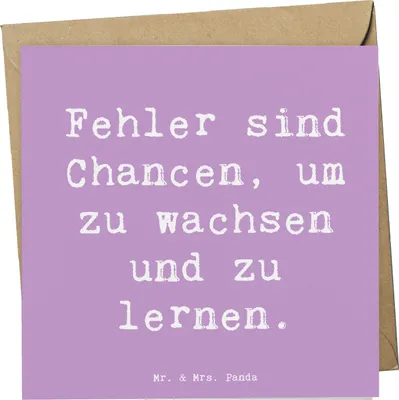 Produktbild von Mr. & Mrs. Panda Glückwunschkarte Spruch Fehler lernen wachsen - Lavendeltraum - Geschenk, doppelkarte, faltkarte, Zuversicht, Chancen, Ermutigung, Klappkarte, Grußkarte