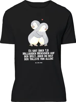 Produktbild von Mr. & Mrs. Panda Größe L T-Shirt Pinguine Kuscheln - Schwarz - Geschenk, für Freundin, Shirt, Liebesbeweis, Frauen, Tshirt, Valentinstag, Partner, Hochzeitstag
