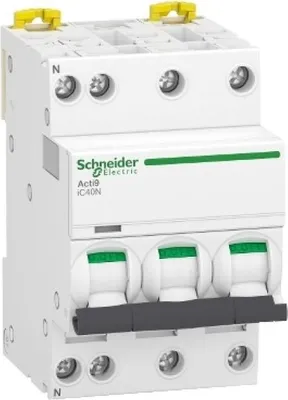Zdjęcie produktu dla Schneider Electric A9 IC40N 3PN C 10A 6000A/10KA (A9P54710)