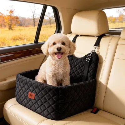 Produktbild von Hunde Autositz Hundesitz Hundeautositz für Unter 15 KG, Hundetasche mit 2 Sicherheitsgurte, Schwarz