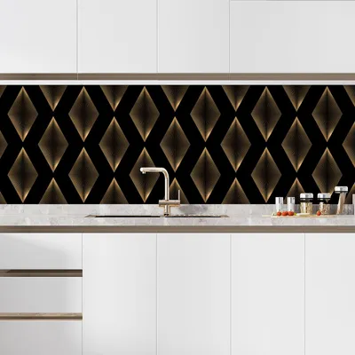 Produktbild von Klebefolie für Küchenrückwand – Lumaléa – Geometrisches Muster – Klebefolie + GLANZ-Schutz – 60 x 60 cm