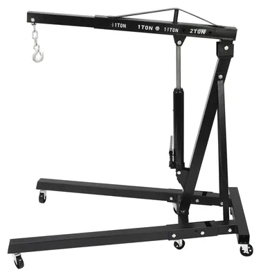 Image de Pont élévateur de moteur / grue d'atelier - Grue hydraulique pliable pour moteur - Capacité de charge : 0,5 à 2 t - Hauteur de levage : 0 à 2,1 m - 6 roulettes - Flèche réglable - Châssis en acier au carbone