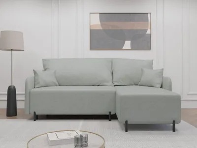 Produktbild von FurniDe24 Ecksofa L-Form Malmo - Ecksofa mit Schlaffunktion, Bettkasten - Moderne Ecksofa, Wohnzimmer Sofa - Eckcouch Hellgrau (Gerra 65)