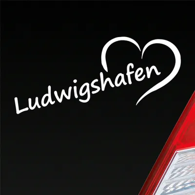 Produktbild von Auto Aufkleber Ludwigshafen Herz Stadt City Love Liebe 20x8 cm Weiss Glanz Sticker Heckscheibenaufkleber
